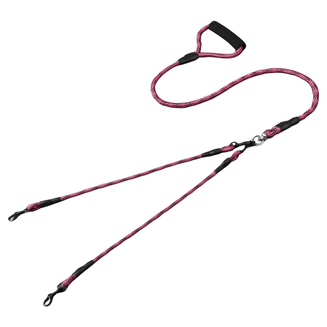 Durable Dual Dog Leash with Tangle Free Swivel & Comfort Grip