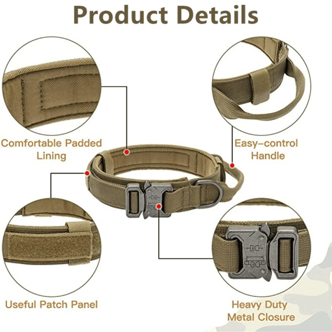 Strong Durable Tactical Dog Collar for Big Dogs