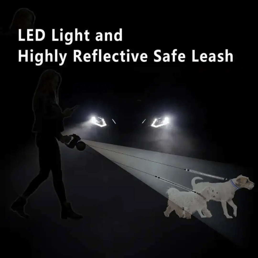 Long Adjustable Pet Leash with Light & Tangle Free Clip