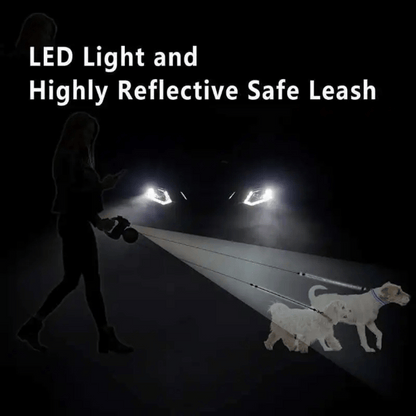 Long Adjustable Pet Leash with Light & Tangle Free Clip