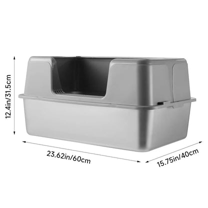 Large Covered Cat Litter Box with Metal Pan & Scoop