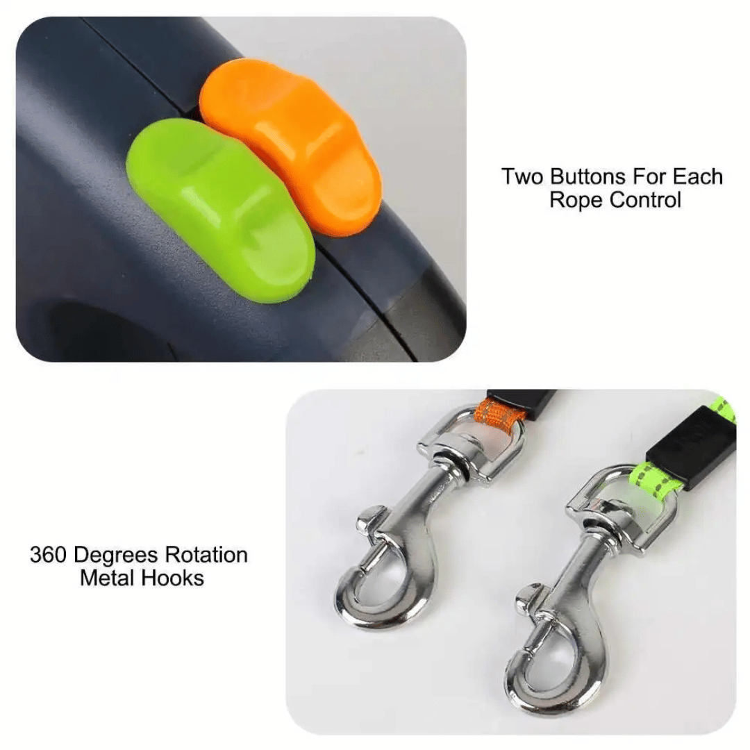 Long Adjustable Pet Leash with Light & Tangle Free Clip