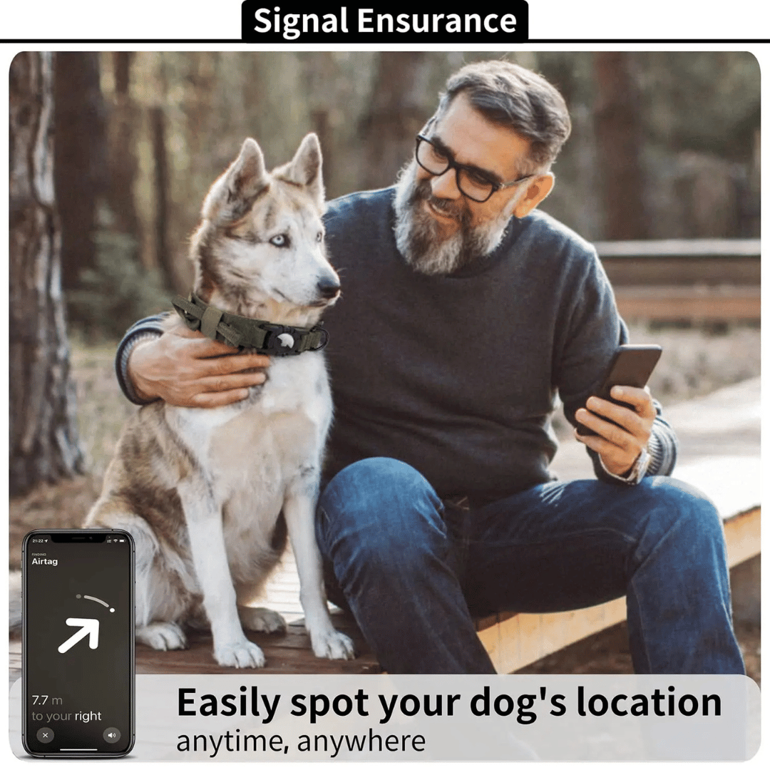 Durable Tactical Dog Collar with AirTag Holder