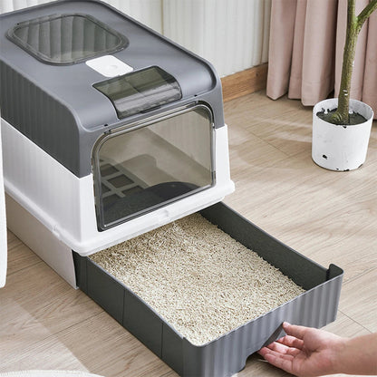 Odor Control Cat Litter Box with Easy Clean Tray