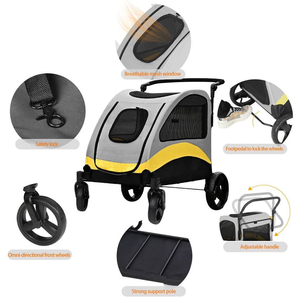 Folding Pet Stroller for Big and Small Dogs