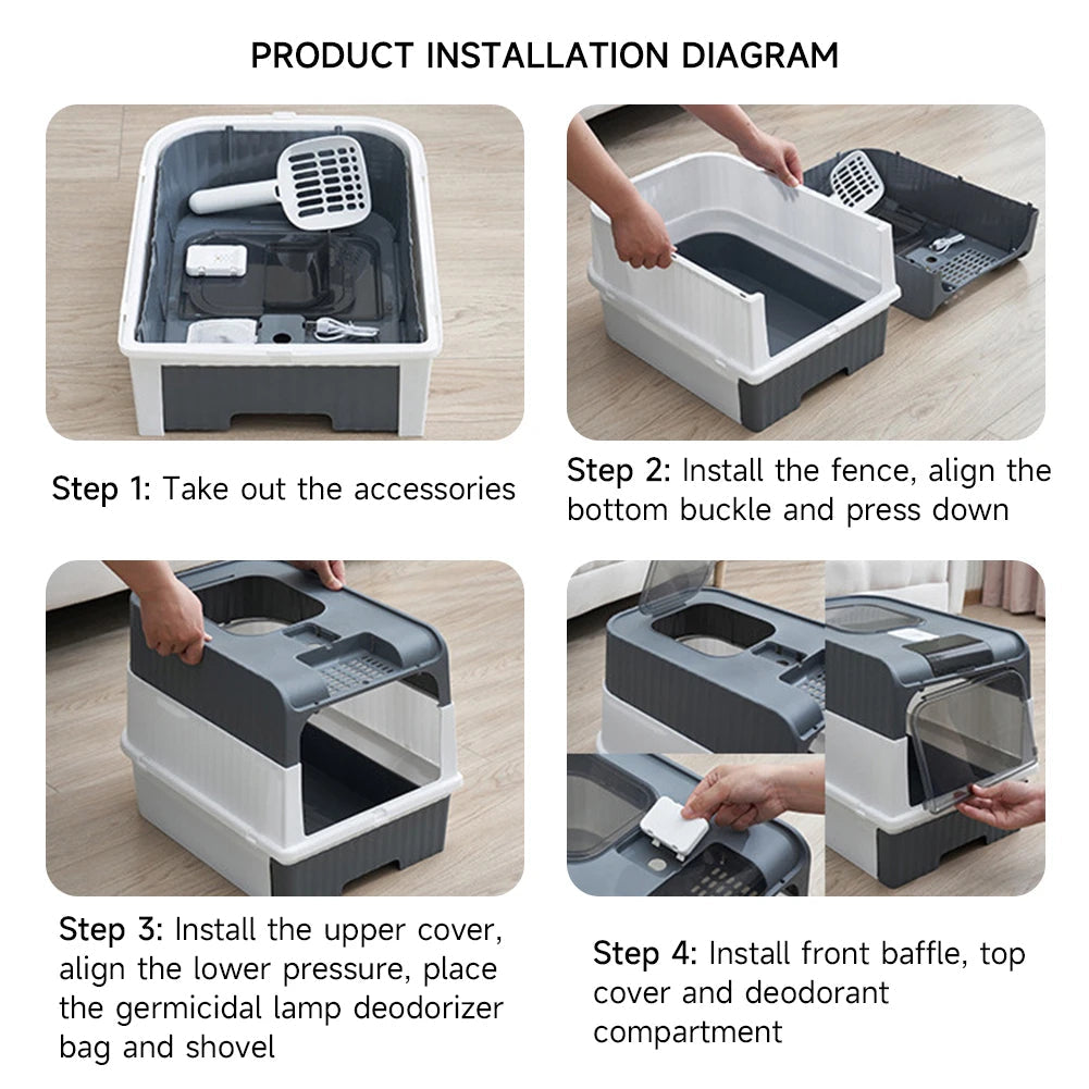 Odor Control Cat Litter Box with Easy Clean Tray