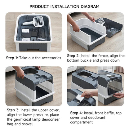 Odor Control Cat Litter Box with Easy Clean Tray