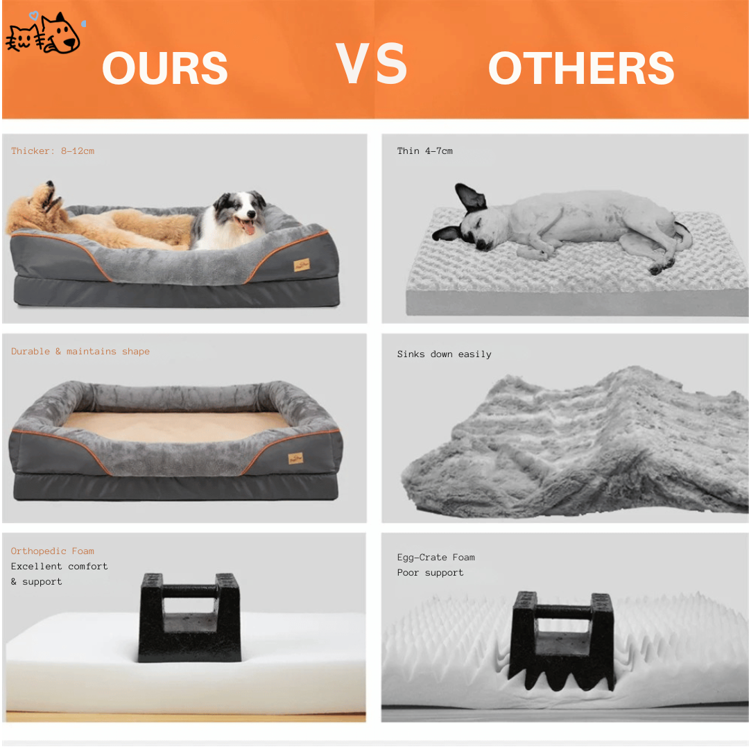 Large Comfort Dog Bed | Waterproof, Plush Bolster, Machine Washable