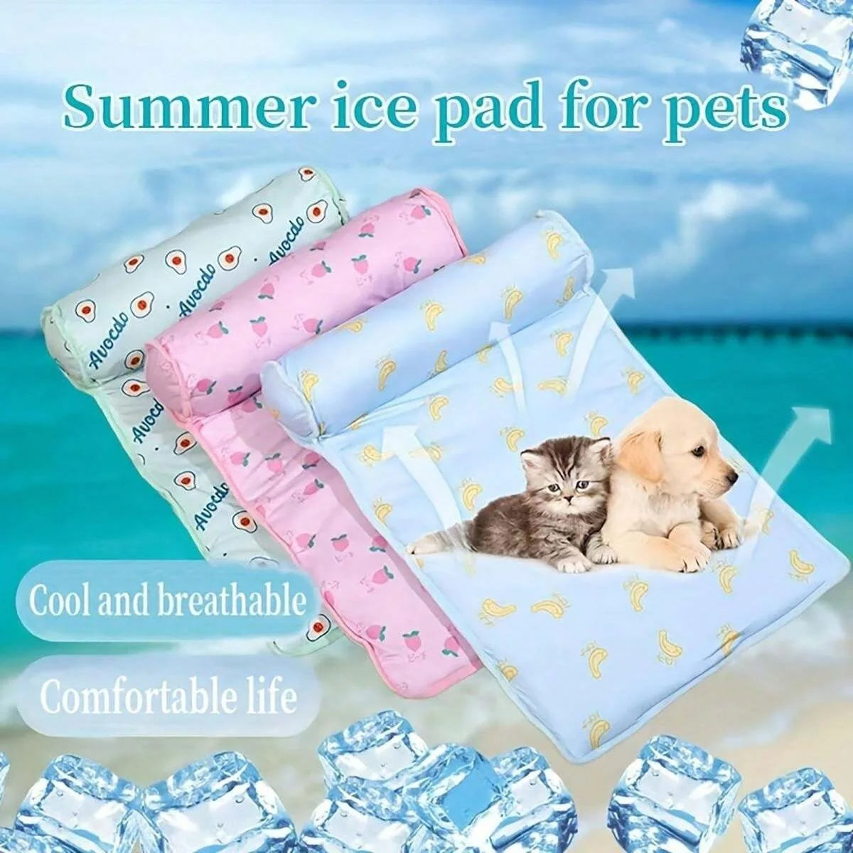 Comfy Pet Cooling Pad with Headrest | Breathable Washable