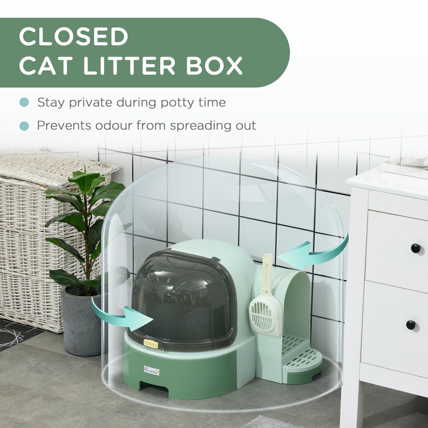 Easy Clean Covered Cat Litter Box with Slide Out Tray