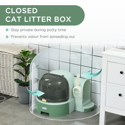 Easy Clean Covered Cat Litter Box with Slide Out Tray