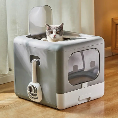 Easy Clean Hidden Cat Litter Box with Removable Tray
