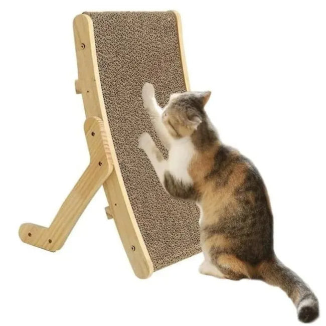 Durable Wooden Cat Scratcher with Adjustable Post