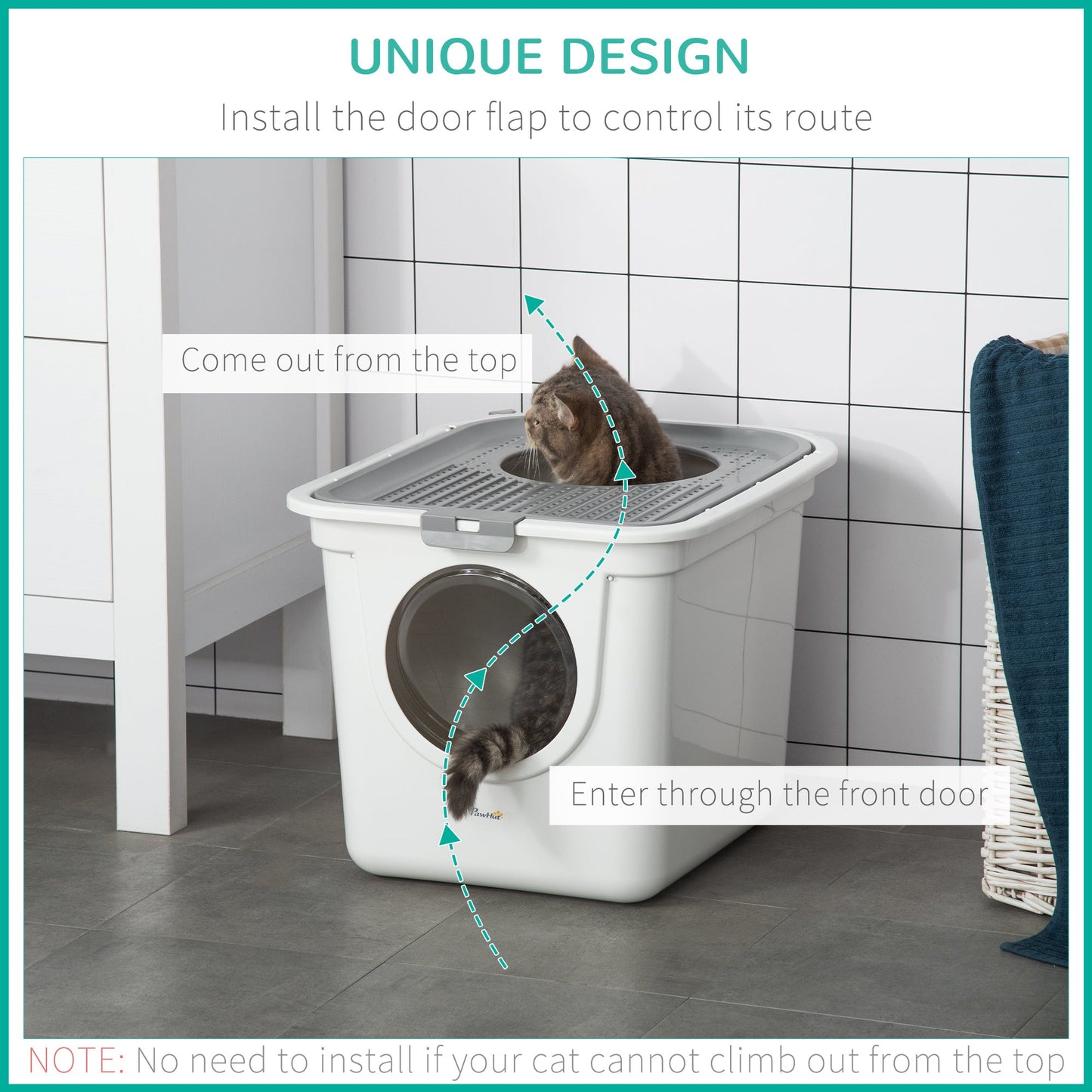 Easy Clean Covered Cat Litter Box with Scoop