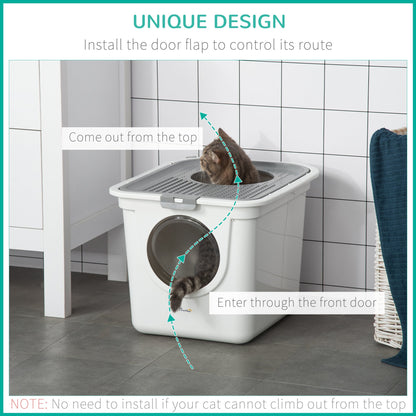 Easy Clean Covered Cat Litter Box with Scoop