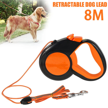 Durable Retractable Dog Leash with Comfort Grip & Reflective Cord