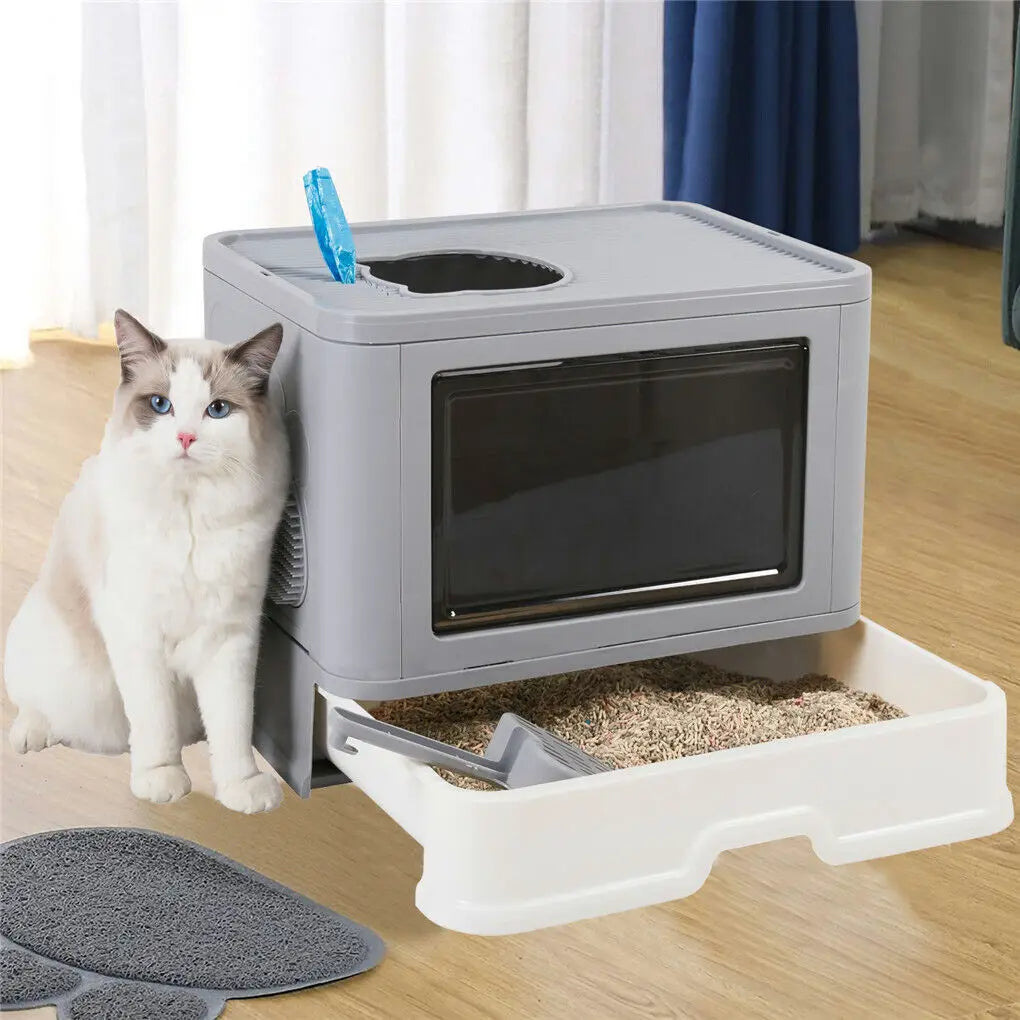 Large Hidden Cat Litter Box with Storage & Scoop