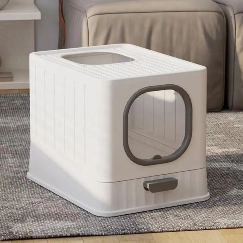 Hidden Cat Litter Box with Dual Doors & Easy Clean Tray