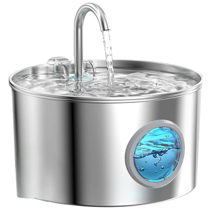 2.2L Stainless Steel Cat Water Fountain - Ultra-Quiet with Visible Water Level