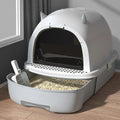 Easy Clean Cat Litter Box with Sliding Door