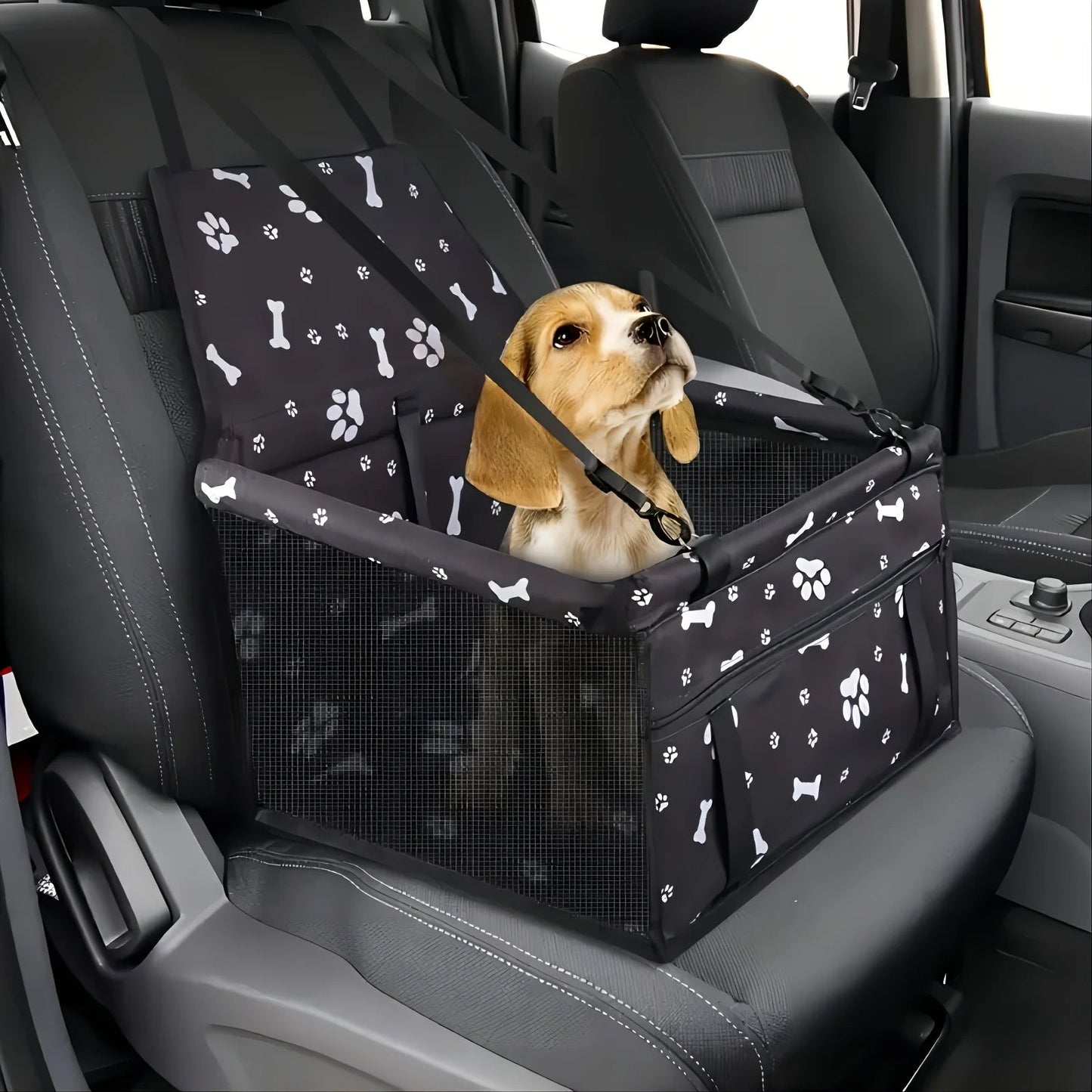 Secure Pet Car Carrier with Ventilated Mesh Panels