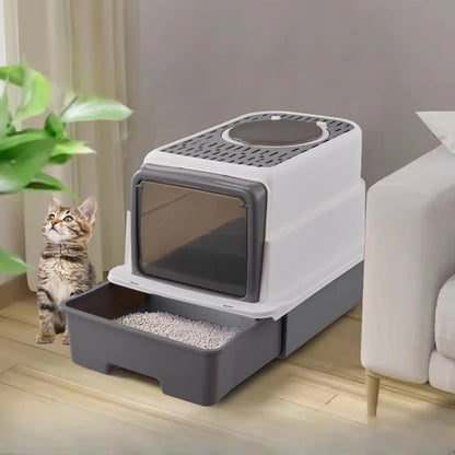 Odor Control Cat Litter Box with UV Light & Cleaning Tools