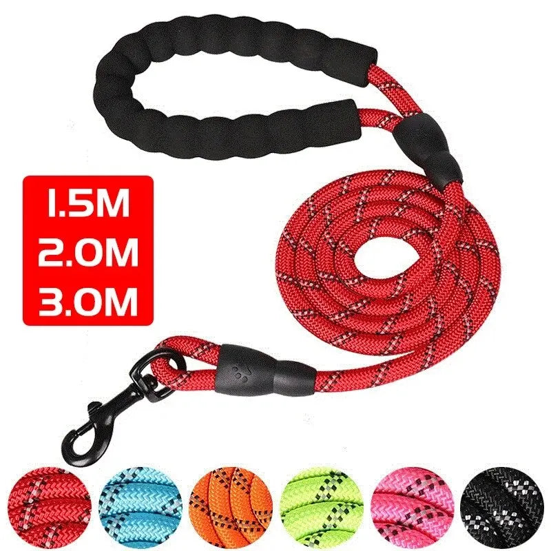 Durable Pet Leash with Padded Grip & Hi-Vis Rope