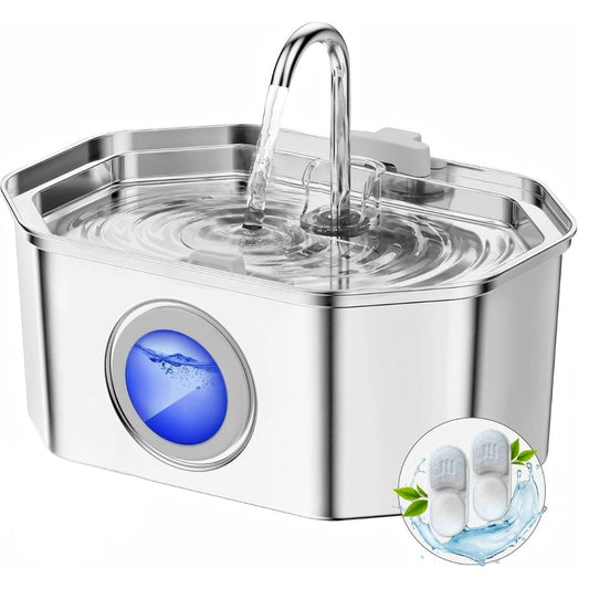 3.2L Stainless Steel Cat Water Fountain - Automatic with Water Level Window