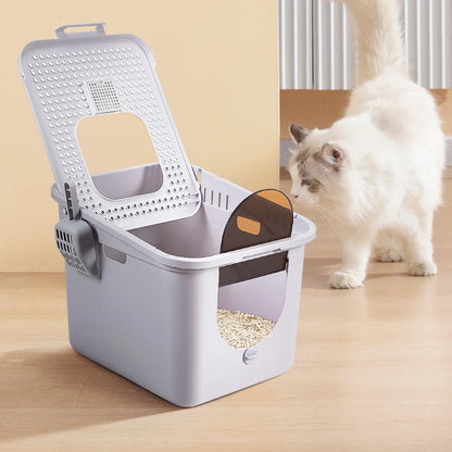 Easy Clean Covered Litter Box with Flip Top
