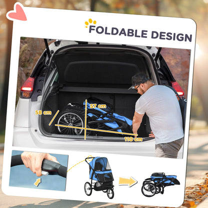 Pet Stroller with Big Wheels and Easy Fold Basket
