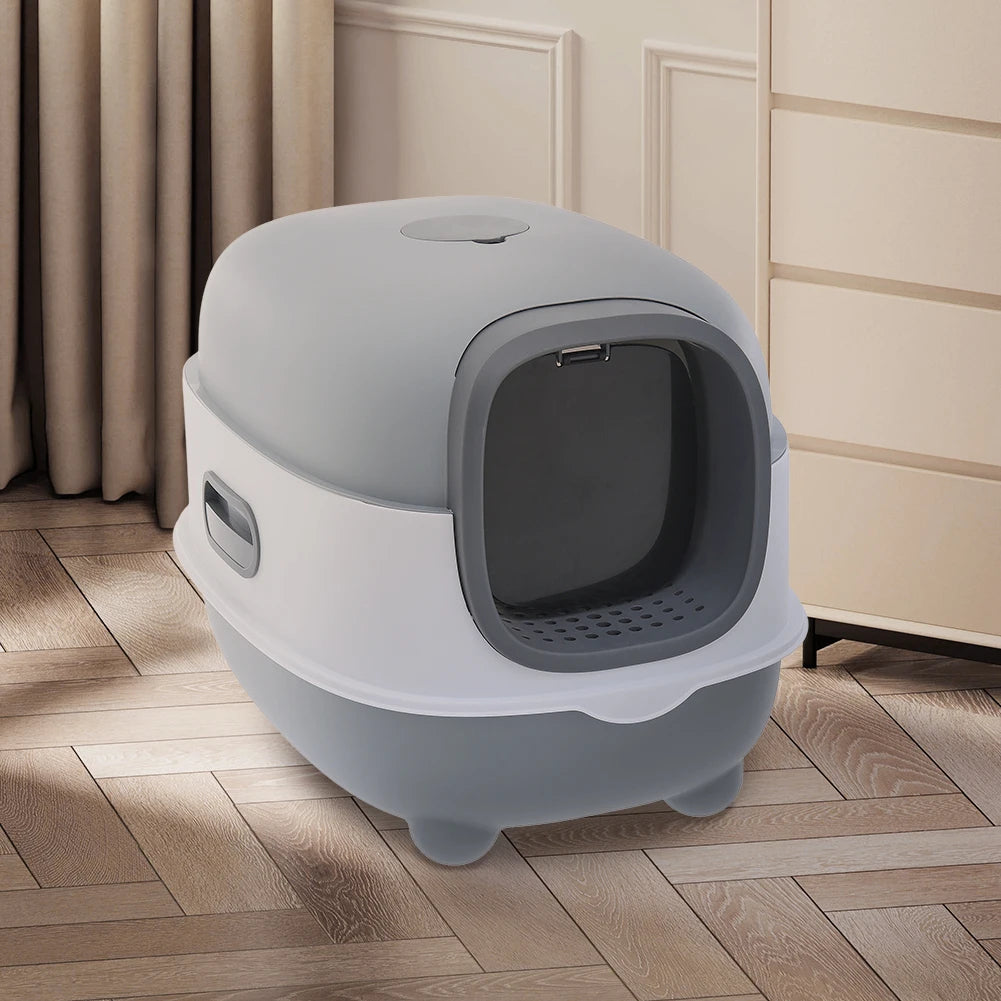 Large Covered Cat Litter Box with UV Sanitizer & Anti Slip Base