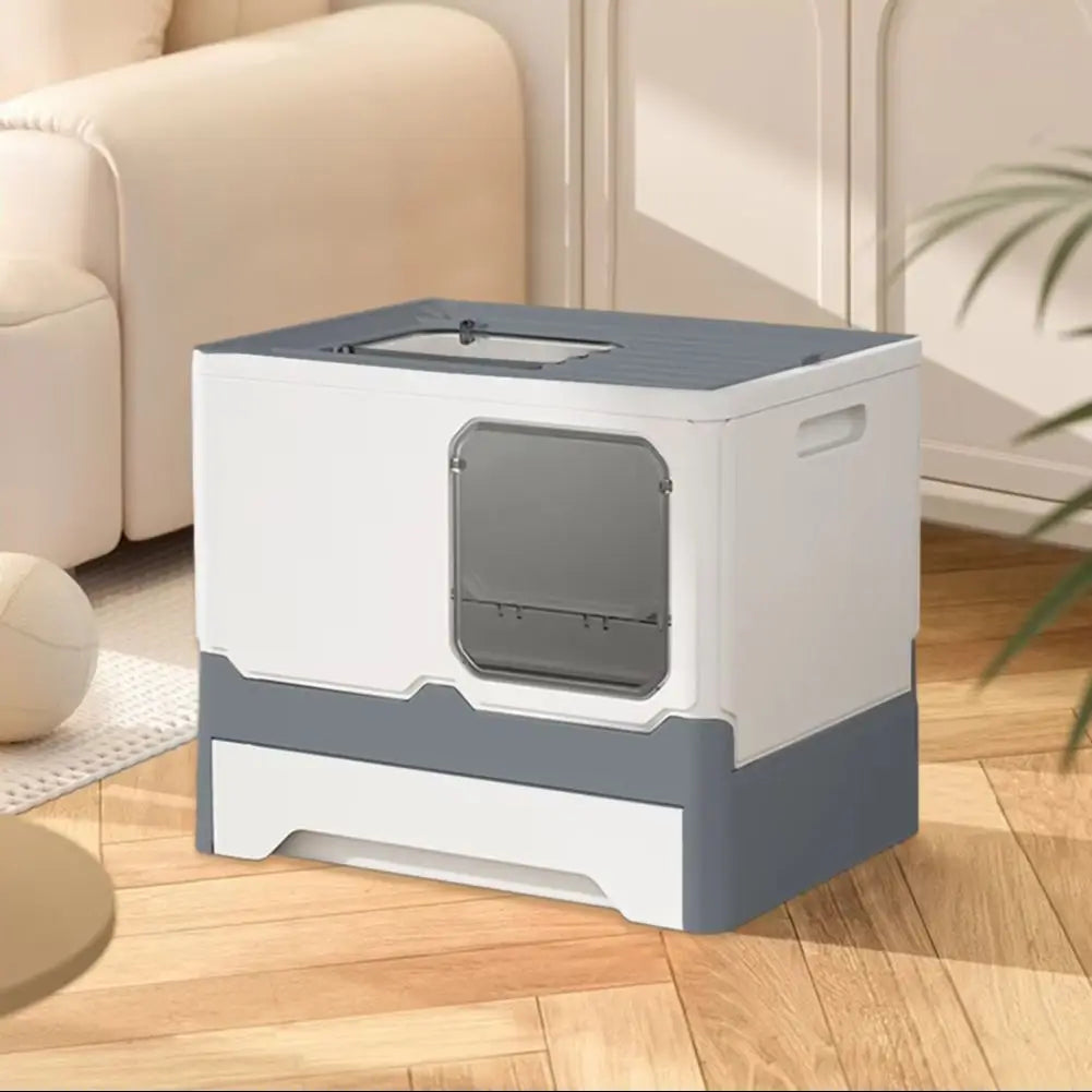 Hidden Cat Litter Box with Easy Clean Tray & Dual Doors