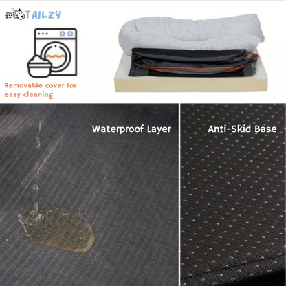 Large Comfort Dog Bed | Waterproof, Plush Bolster, Machine Washable