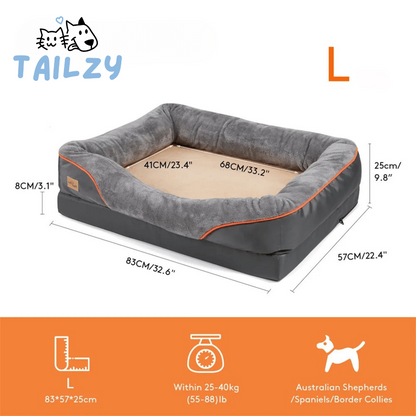 Large Comfort Dog Bed | Waterproof, Plush Bolster, Machine Washable