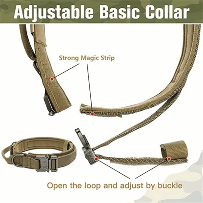 Strong Tactical Dog Collar and Leash Set for Big Dogs