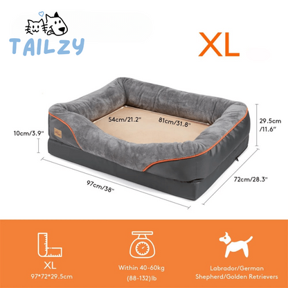 Large Comfort Dog Bed | Waterproof, Plush Bolster, Machine Washable