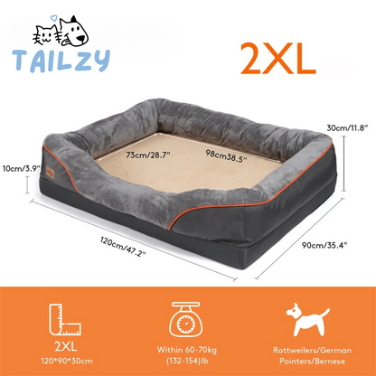 Large Comfort Dog Bed | Waterproof, Plush Bolster, Machine Washable