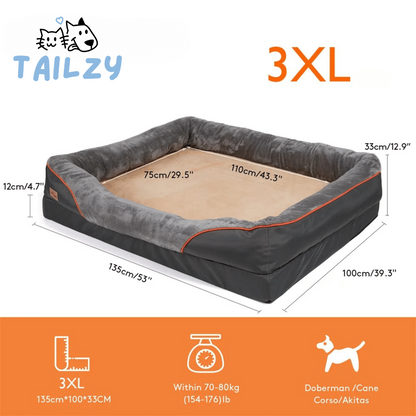 Large Comfort Dog Bed | Waterproof, Plush Bolster, Machine Washable