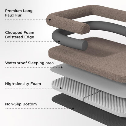 Human Dog Bed for Adults - 2 in 1 Foldable Human Sized Giant Dog Bed Fits Pet Families with Egg Foam Supportive Mat and Waterproof Liner, Faux Fur Orthopedic Dog Sofa, 180x104cm, Dark Grey