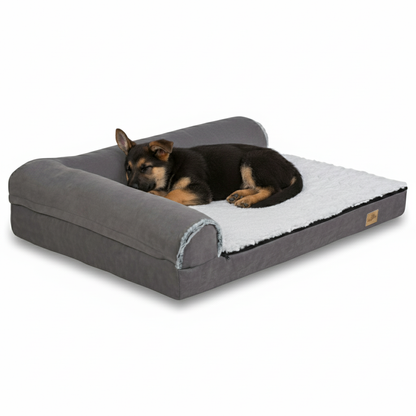Large Comfort Dog Mattress | L-Shaped with Soft Fleece Cover