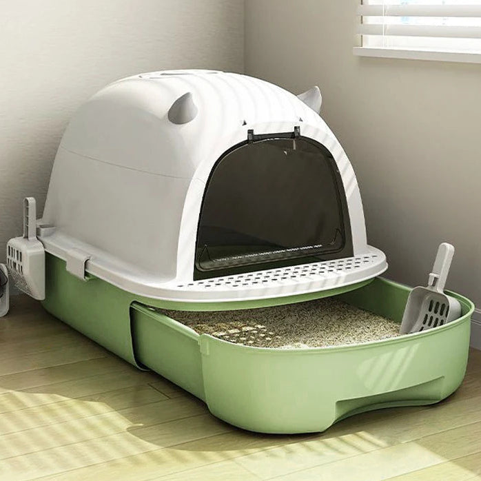 Easy Clean Cat Litter Box with Sliding Door