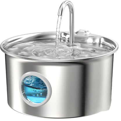 2.6L Stainless Steel Cat Water Fountain - Ultra-Quiet with 4-Stage Filtration