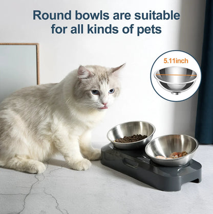 Adjustable Pet Feeder with Stainless Steel Food Bowls