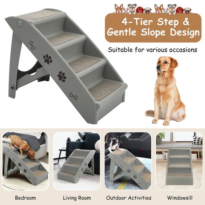 Compact Collapsible Pet Stairs for Small Dogs & Cats