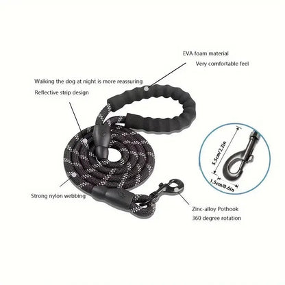 Durable Pet Leash with Padded Grip & Hi-Vis Rope