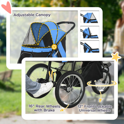 Pet Stroller with Big Wheels and Easy Fold Basket