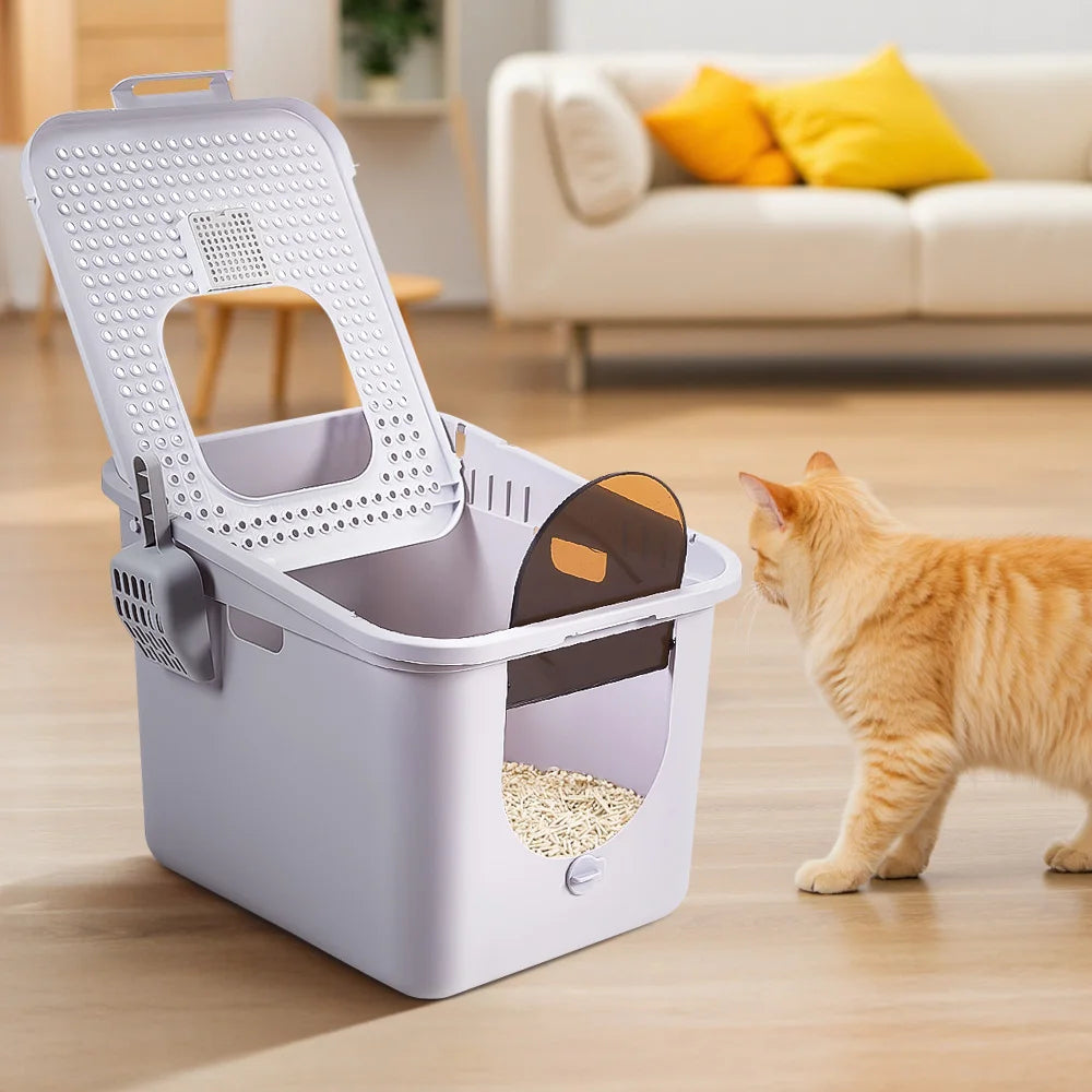 Easy Clean Covered Litter Box with Flip Top - LifyPet