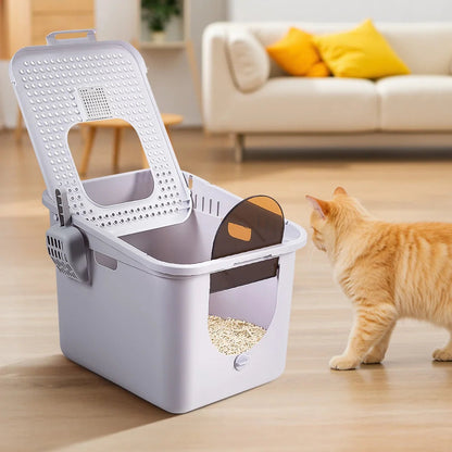 Easy Clean Covered Litter Box with Flip Top - LifyPet