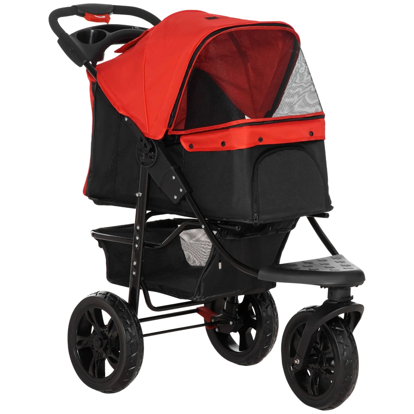 Durable Pet Stroller with Cargo Compartment for Walking