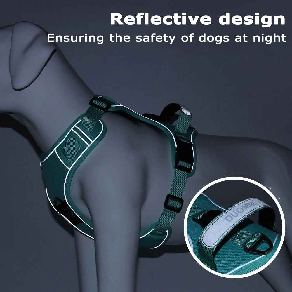 Durable Padded Dog Harness with Leash Clip and ID Holder